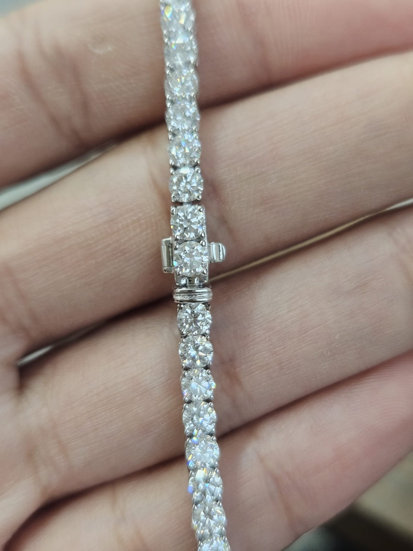18K White Gold 6.64cttw Lab Diamond 7" Tennis Bracelet