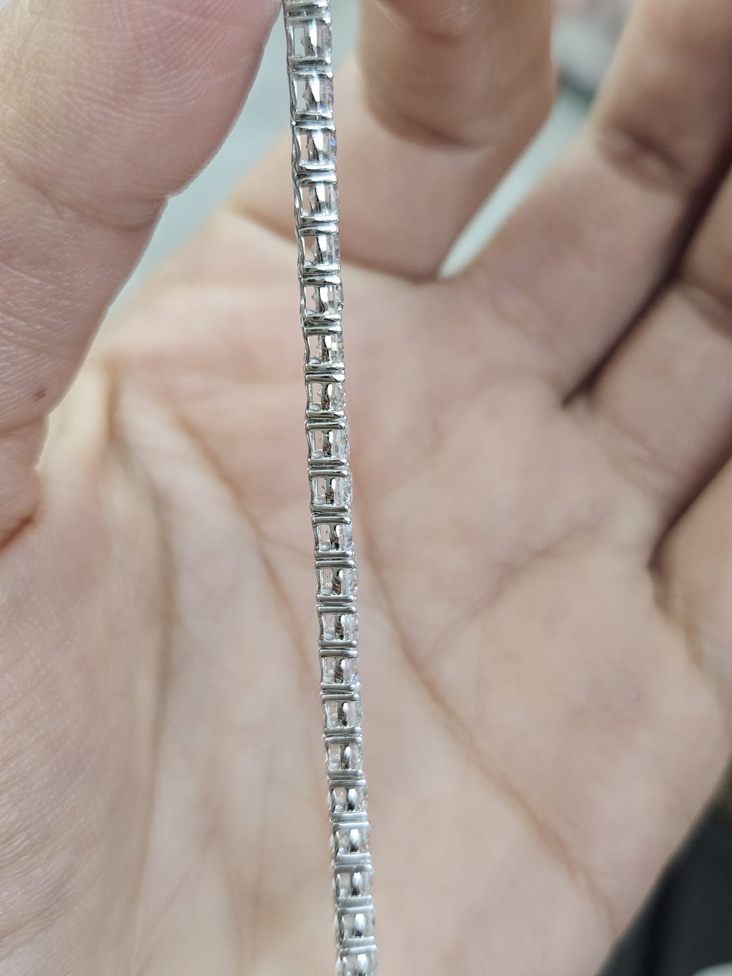 18K White Gold 6.64cttw Lab Diamond 7" Tennis Bracelet