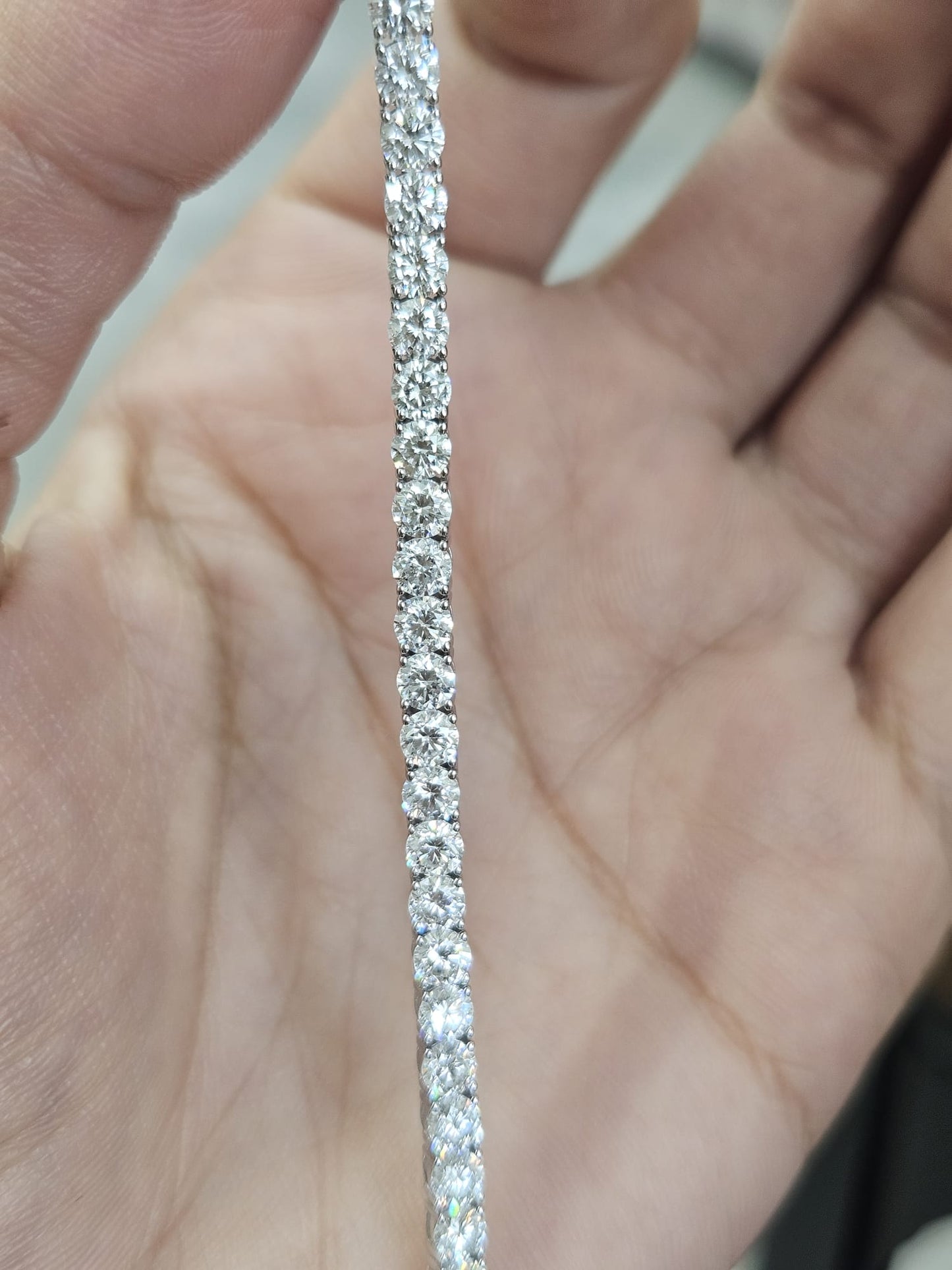18K White Gold 6.64cttw Lab Diamond 7" Tennis Bracelet