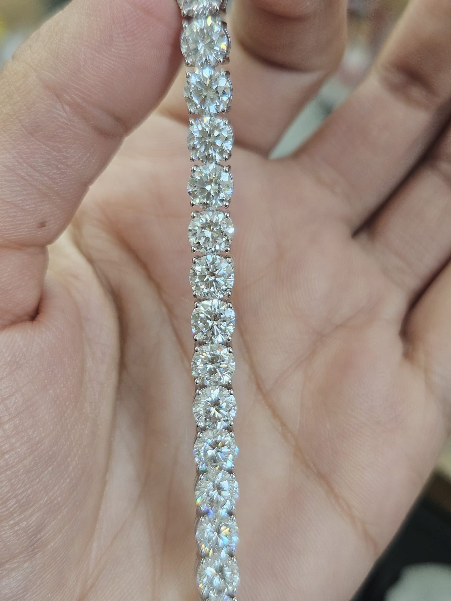 18K White Gold 18.26cttw Lab Diamond 7" Tennis Bracelet