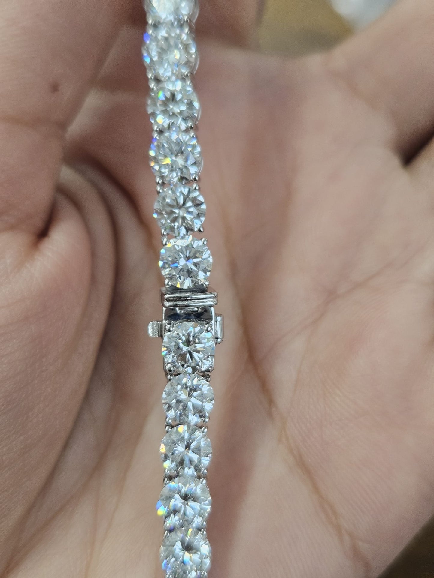 18K White Gold 46.94cttw Lab Diamond 18" Tennis Necklace