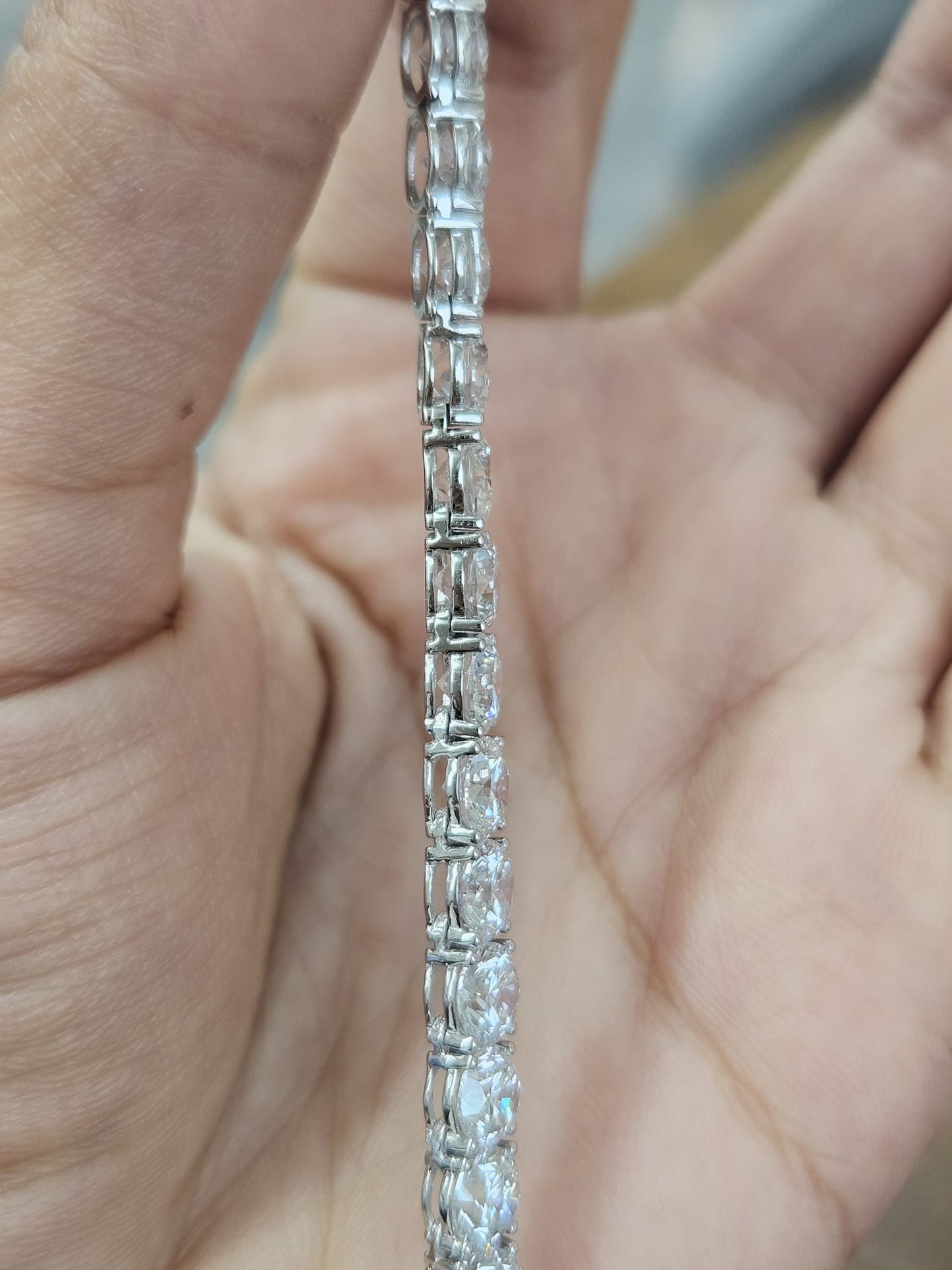 18K White Gold 46.94cttw Lab Diamond 18" Tennis Necklace