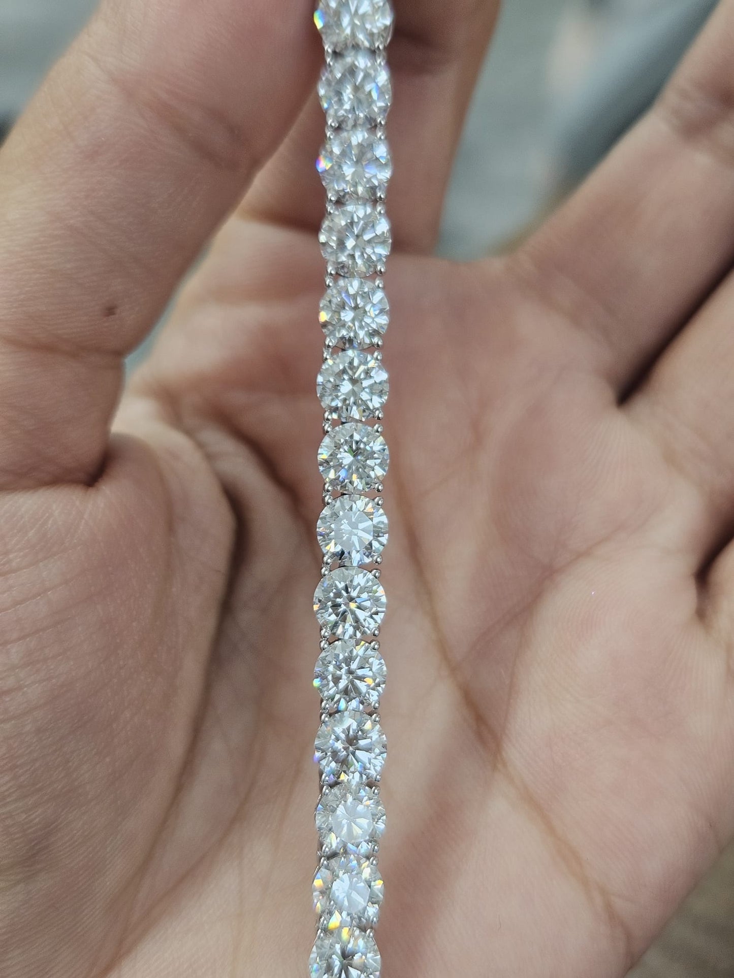 18K White Gold 46.94cttw Lab Diamond 18" Tennis Necklace