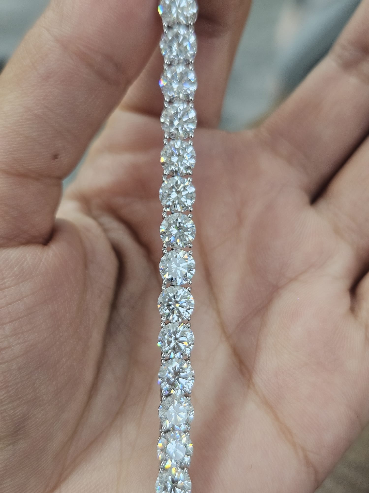 18K White Gold 46.94cttw Lab Diamond 18" Tennis Necklace