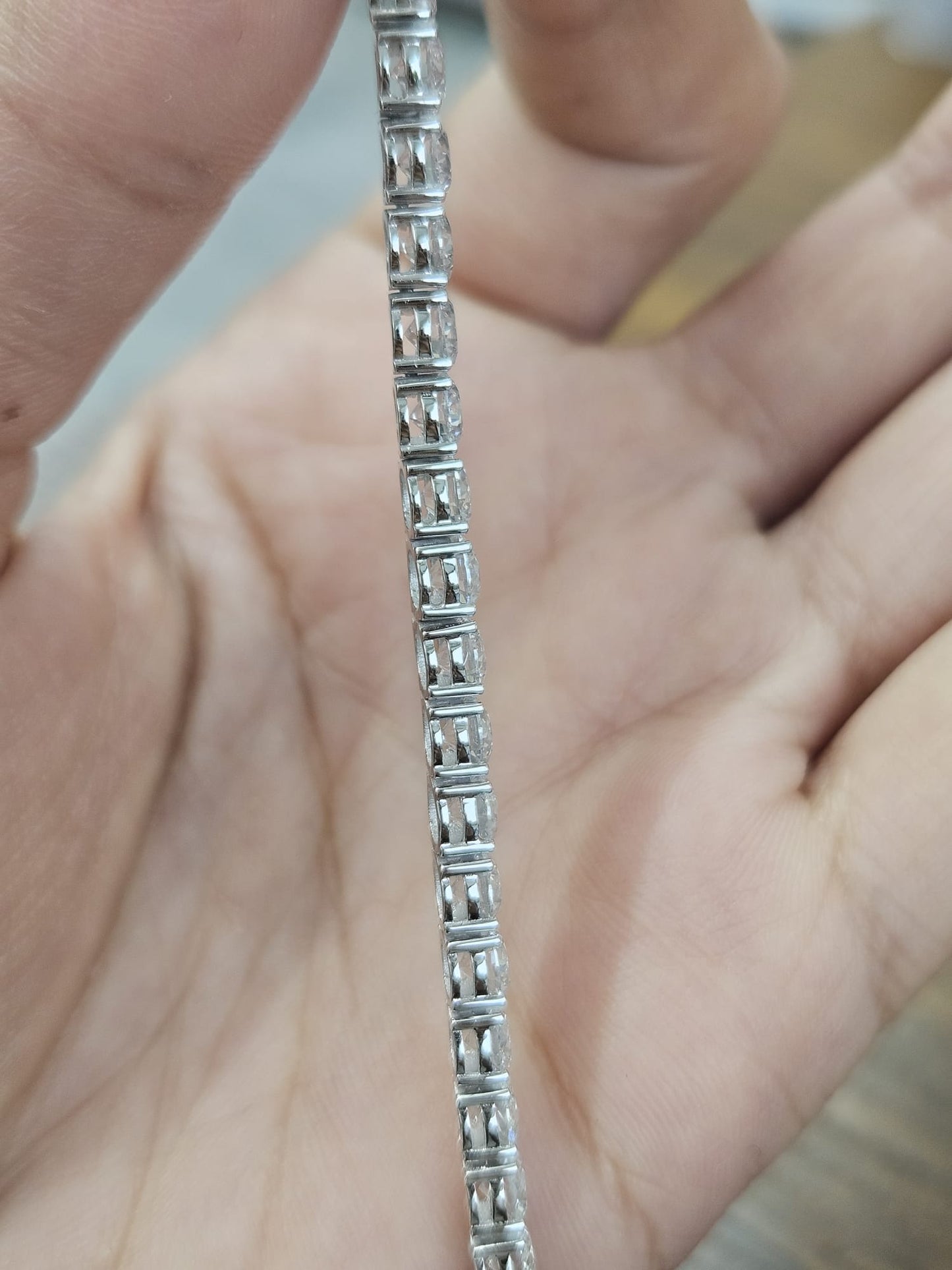 18K White Gold 26.38cttw Lab Diamond 16" Tennis Necklace