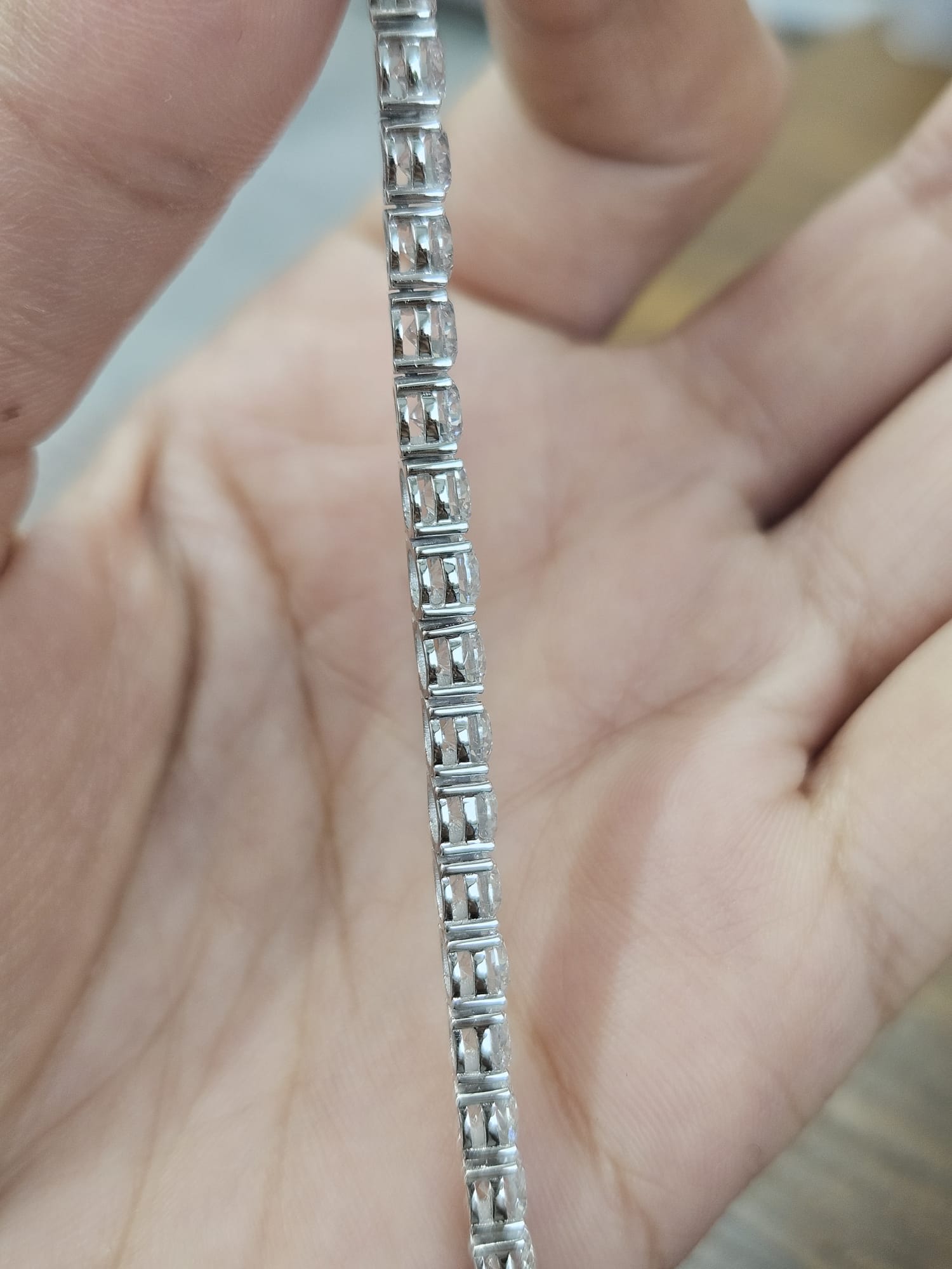 18K White Gold 26.38cttw Lab Diamond 16" Tennis Necklace