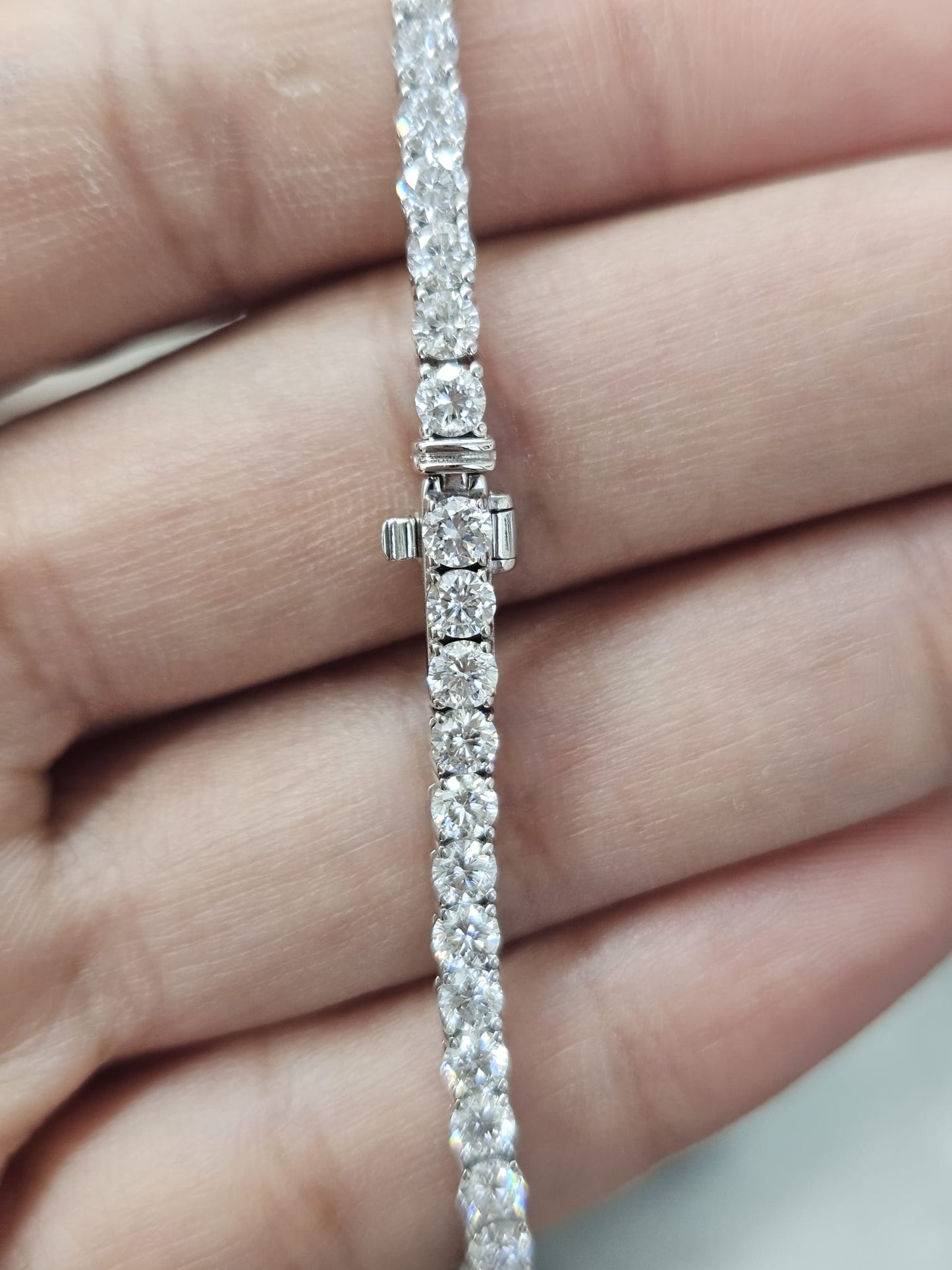 18K White Gold 5.21cttw Lab Diamond 7" Tennis Bracelet