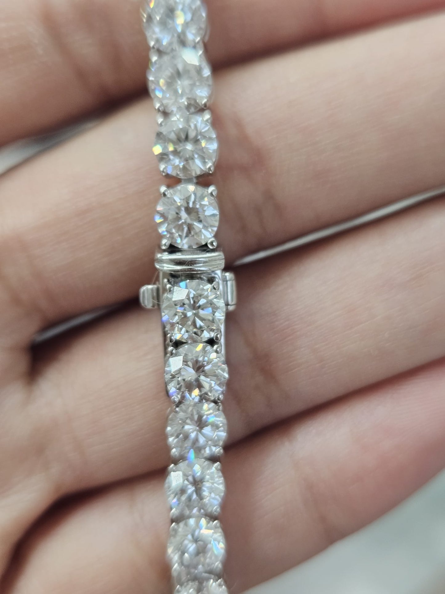 18K White Gold 16.14cttw Lab Diamond 7" Tennis Bracelet