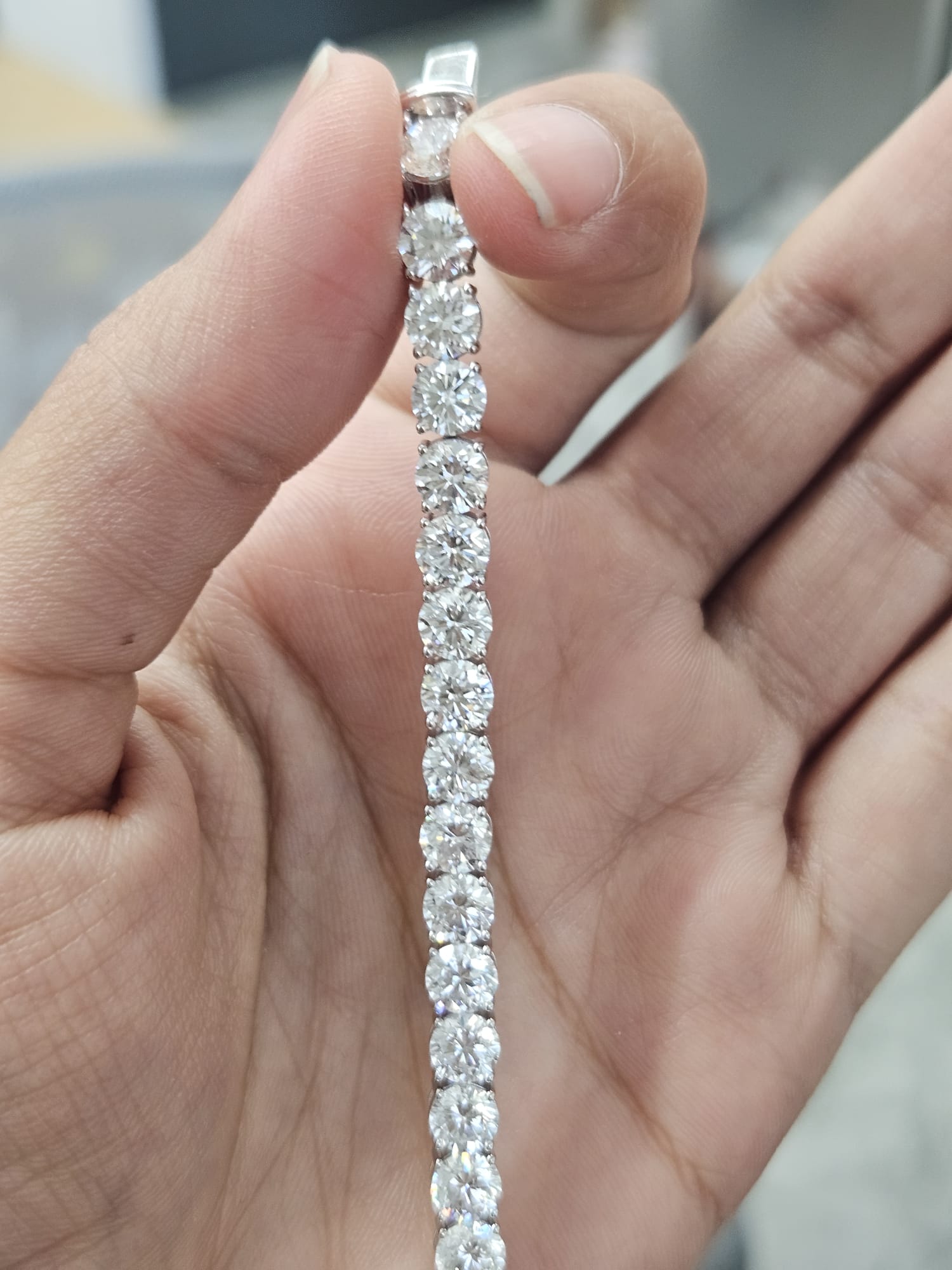 18K White Gold 16.14cttw Lab Diamond 7" Tennis Bracelet
