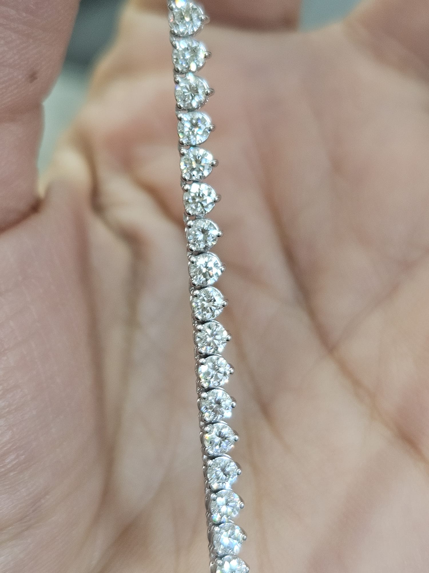 9.08cttw White Gold 3 Prong Lab Diamond 17" Tennis Necklace