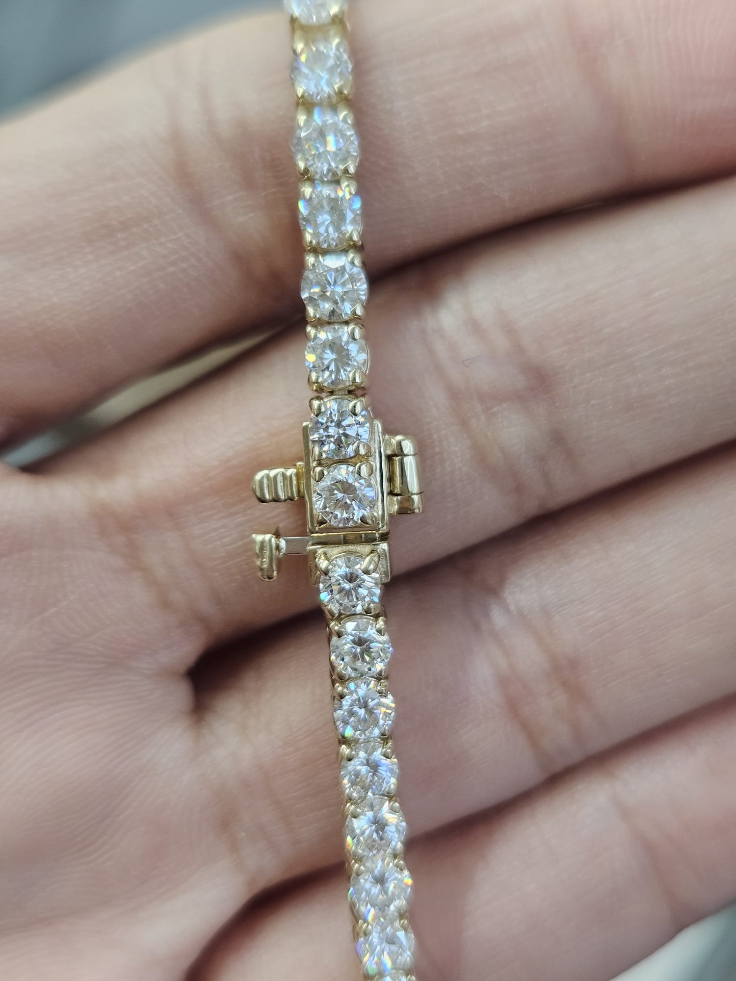 6.43cttw Yellow Gold Stronger Link Lab Diamond 7" Tennis Bracelet