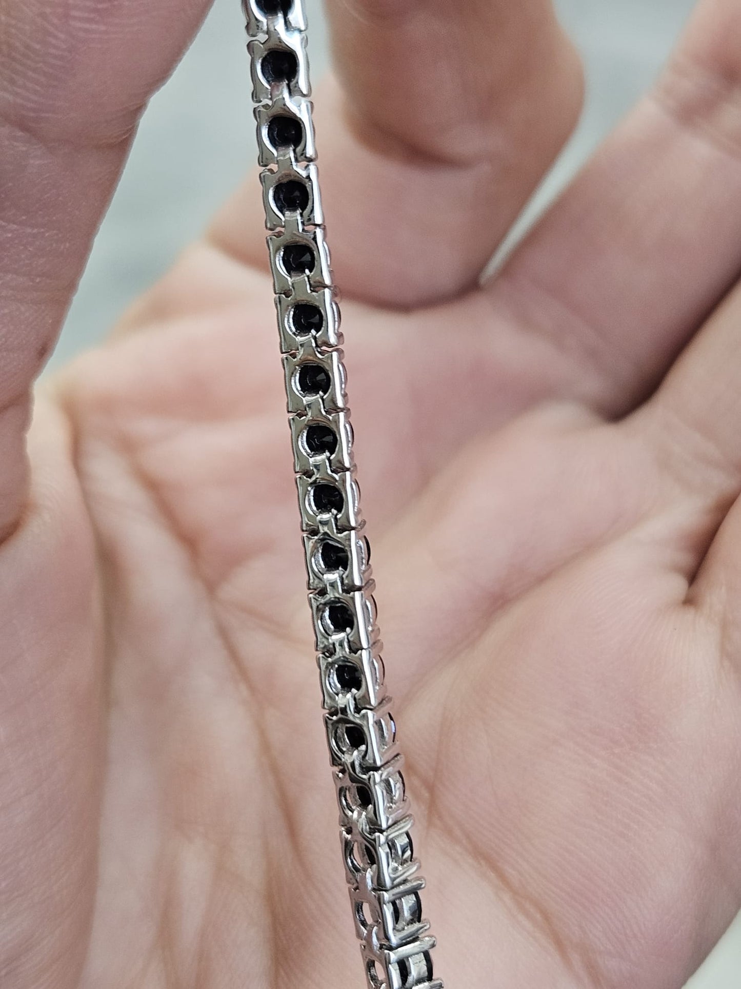 9.17cttw Natural Black Spinel Sterling Silver Bracelet