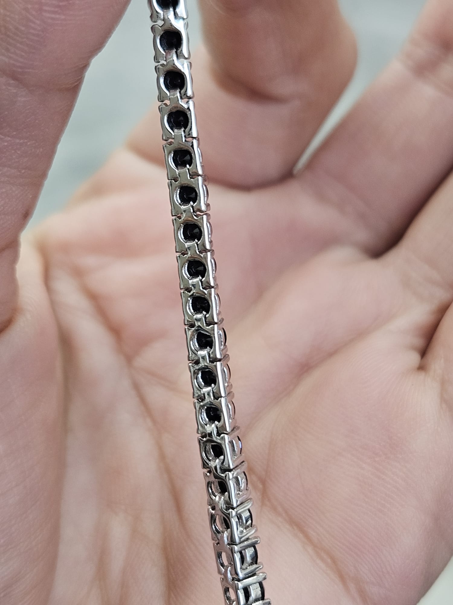 9.17cttw Natural Black Spinel Sterling Silver Bracelet