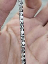9.17cttw Natural Black Spinel Sterling Silver Bracelet