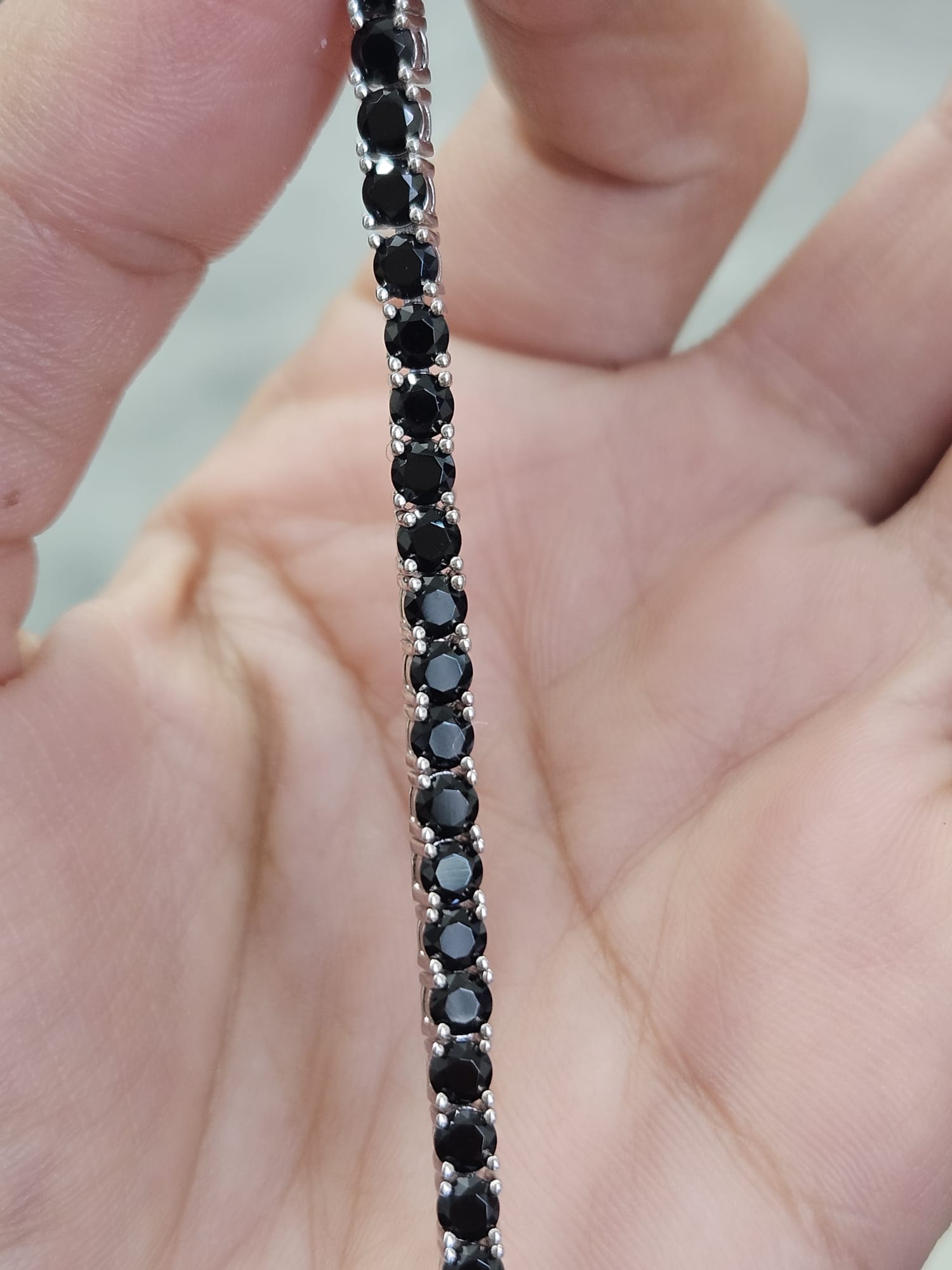 9.17cttw Natural Black Spinel Sterling Silver Bracelet