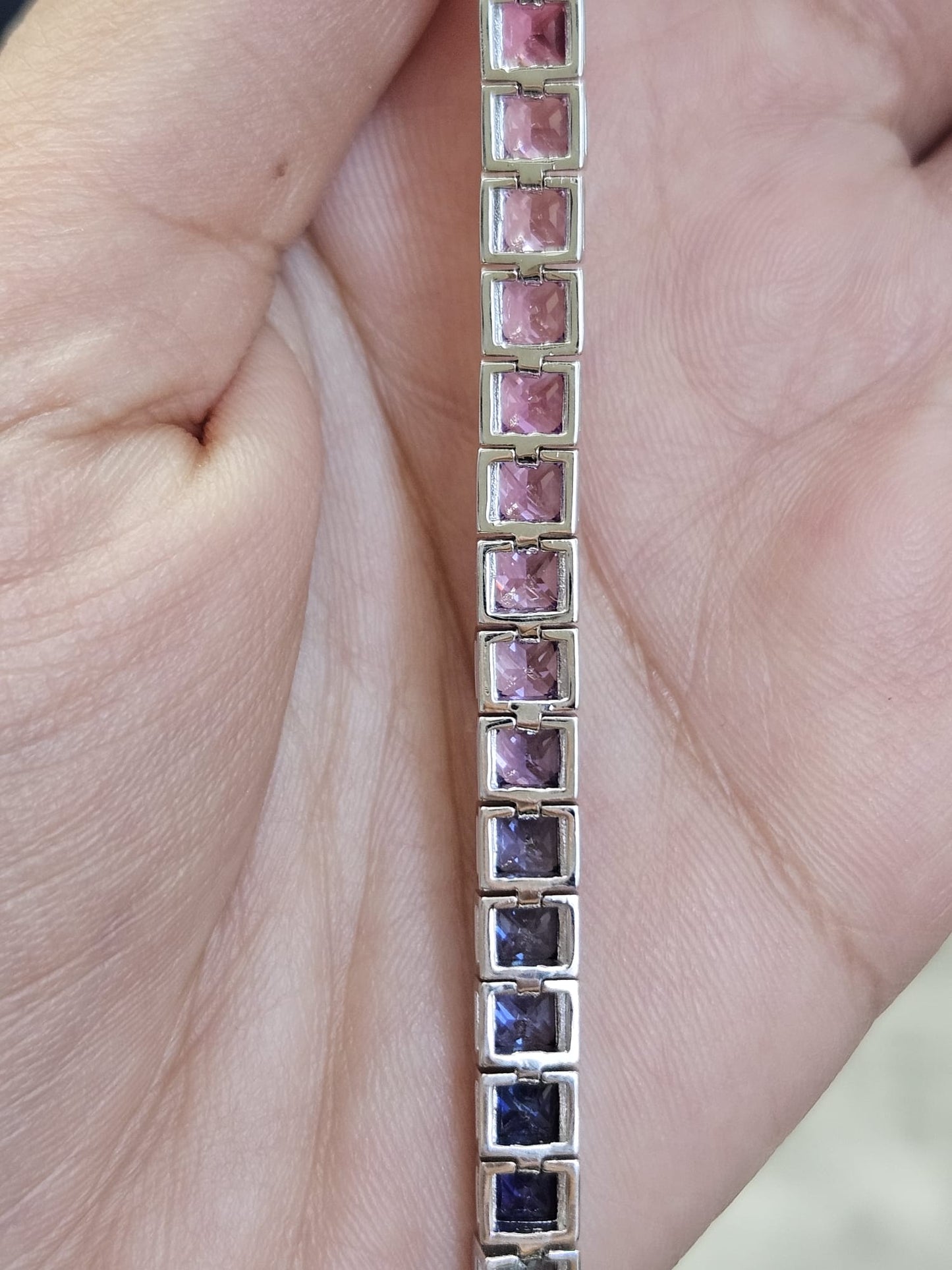 36cttw Rainbow Lab Sapphire Sterling Silver Bracelet