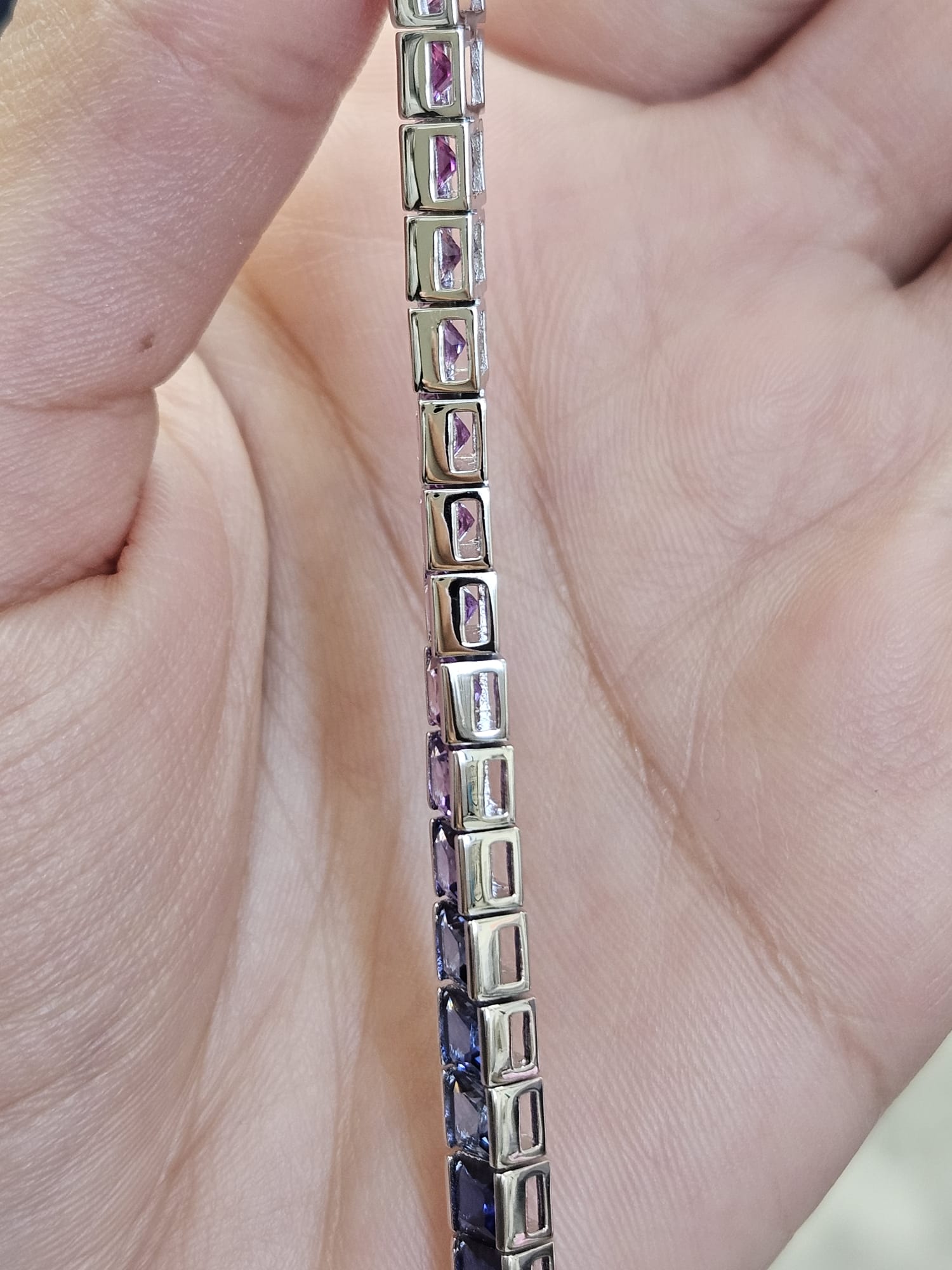 36cttw Rainbow Lab Sapphire Sterling Silver Bracelet