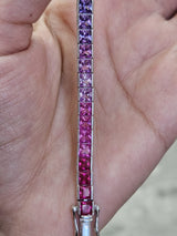 36cttw Rainbow Lab Sapphire Sterling Silver Bracelet