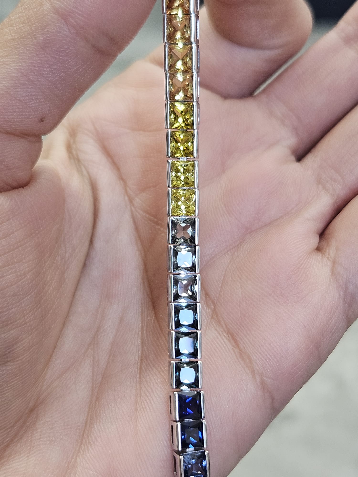 36cttw Rainbow Lab Sapphire Sterling Silver Bracelet
