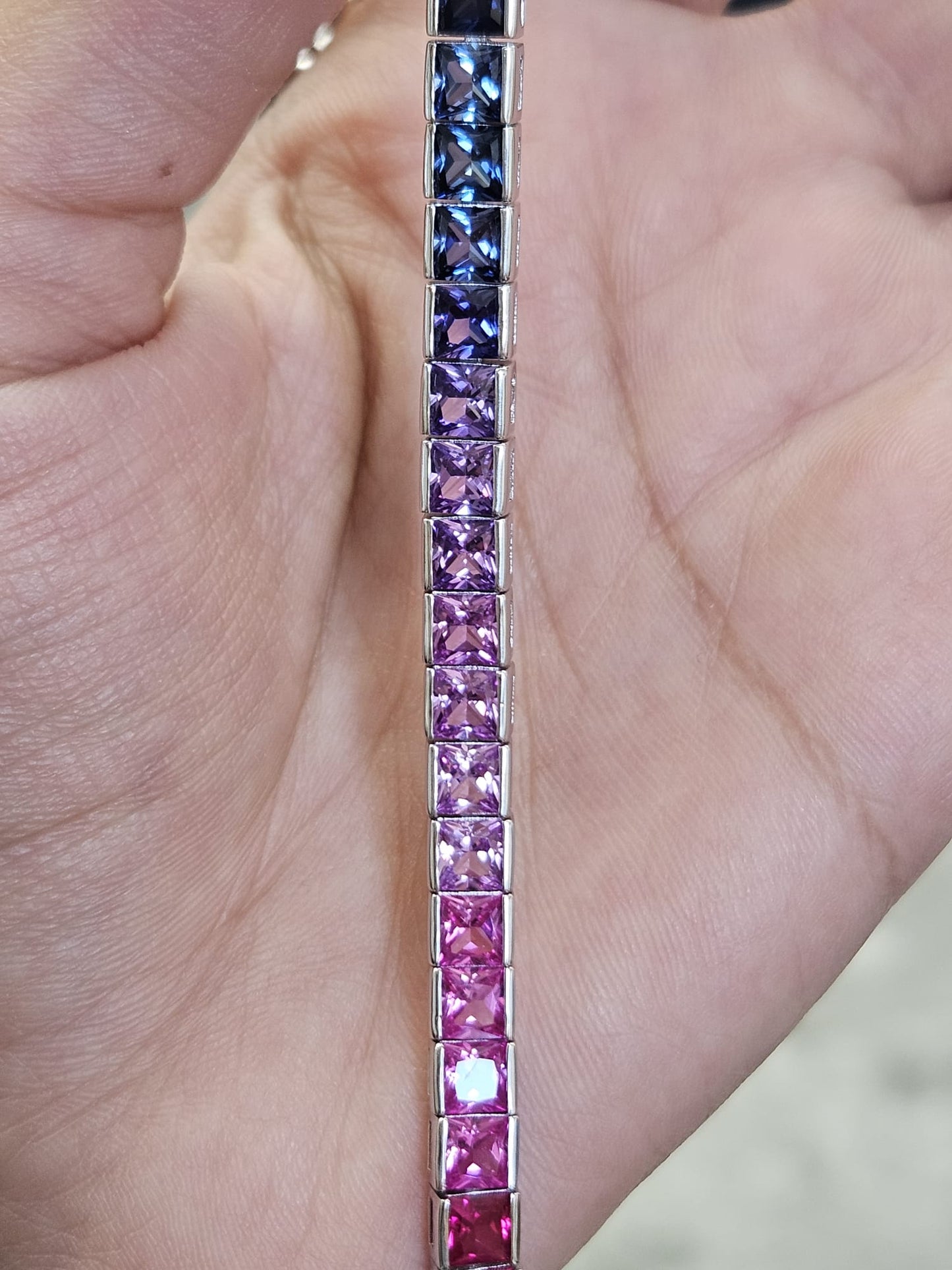 36cttw Rainbow Lab Sapphire Sterling Silver Bracelet