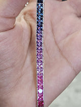 36cttw Rainbow Lab Sapphire Sterling Silver Bracelet