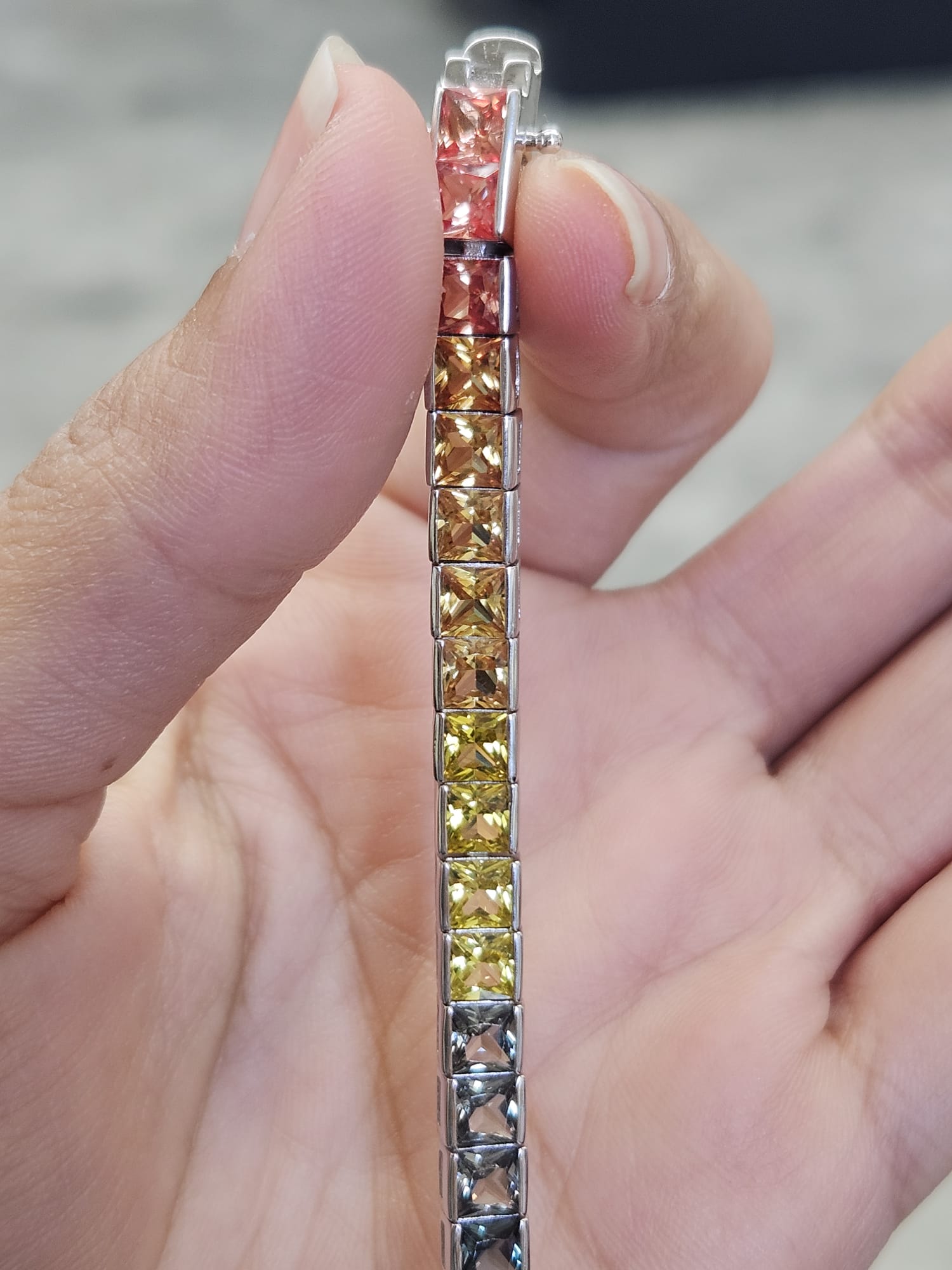 36cttw Rainbow Lab Sapphire Sterling Silver Bracelet