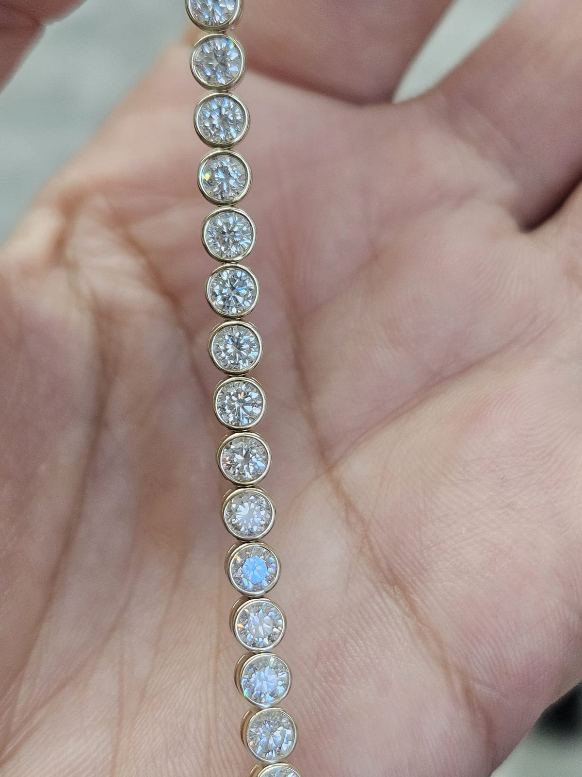 5.28cttw Yellow Gold Lab Diamond Bezel Set 7" Tennis Bracelet