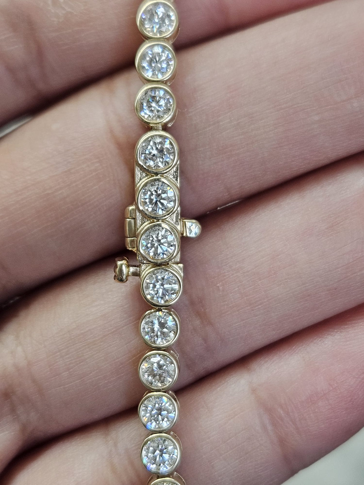 5.28cttw Yellow Gold Lab Diamond Bezel Set 7" Tennis Bracelet