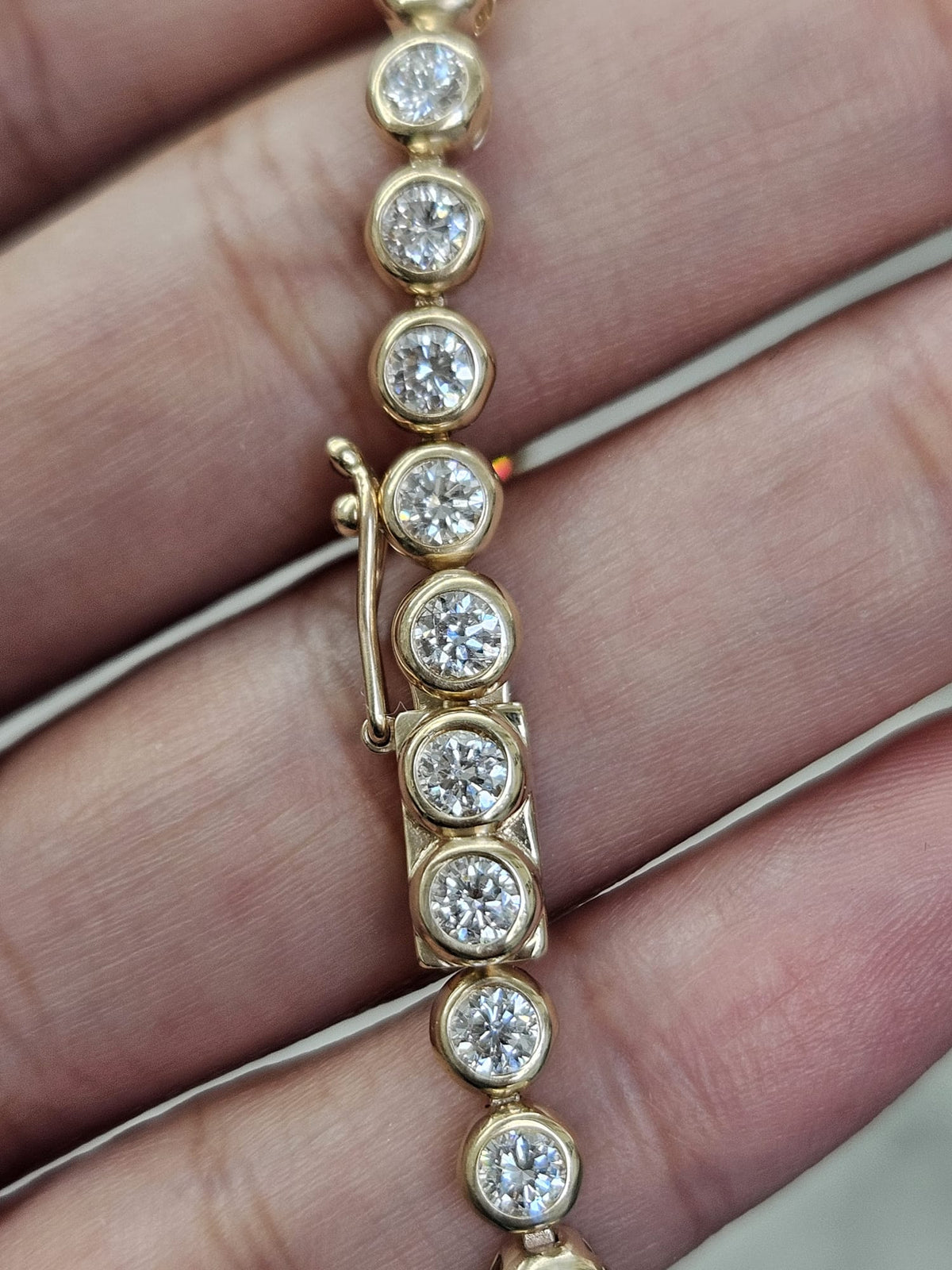4cttw Yellow Gold Lab Diamond Bezel Set 7" Tennis Bracelet