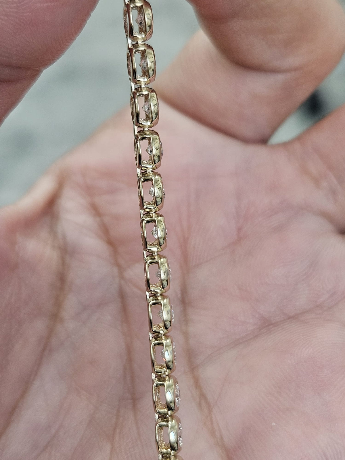 4cttw Yellow Gold Lab Diamond Bezel Set 7" Tennis Bracelet
