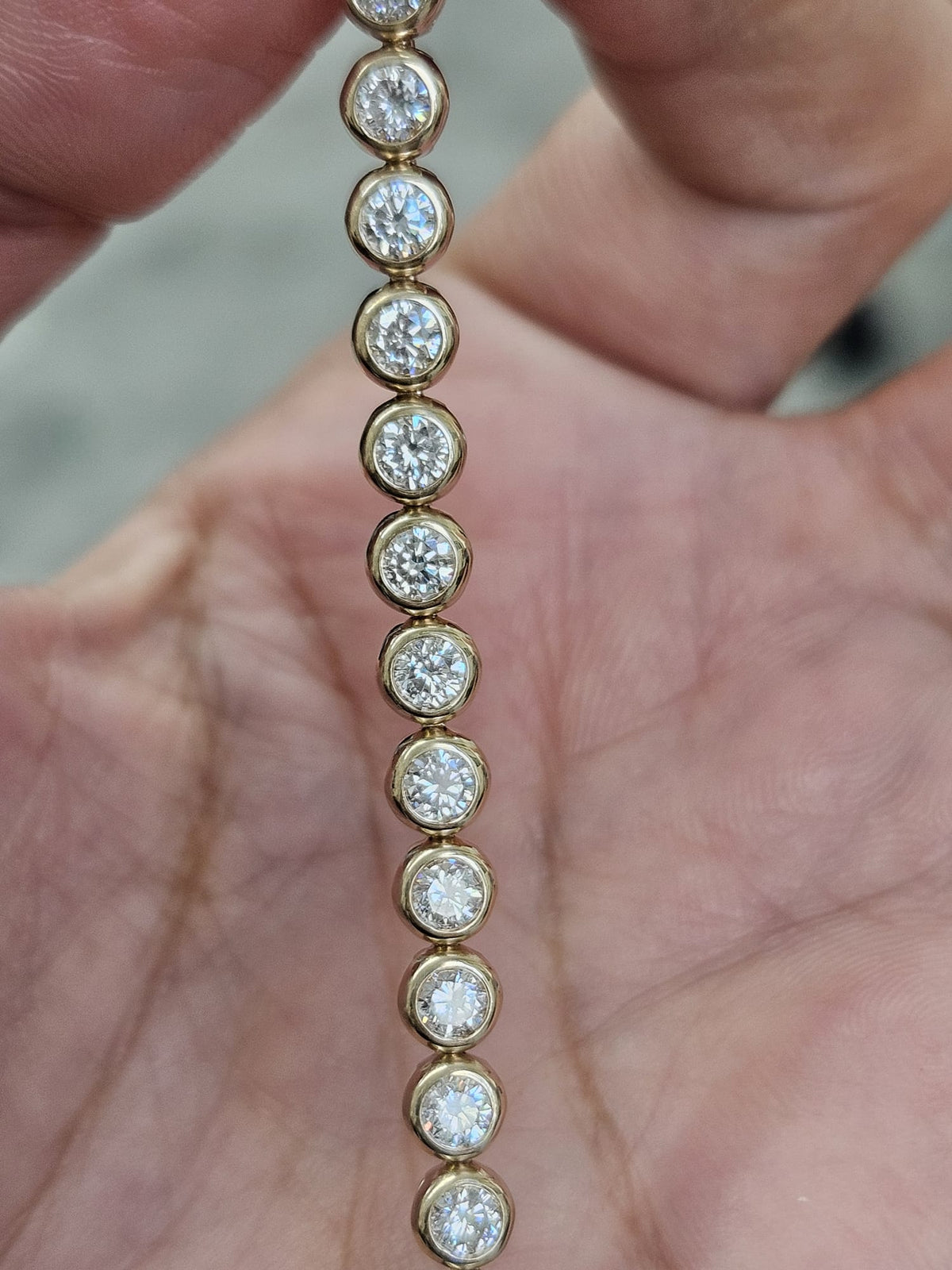 4cttw Yellow Gold Lab Diamond Bezel Set 7" Tennis Bracelet