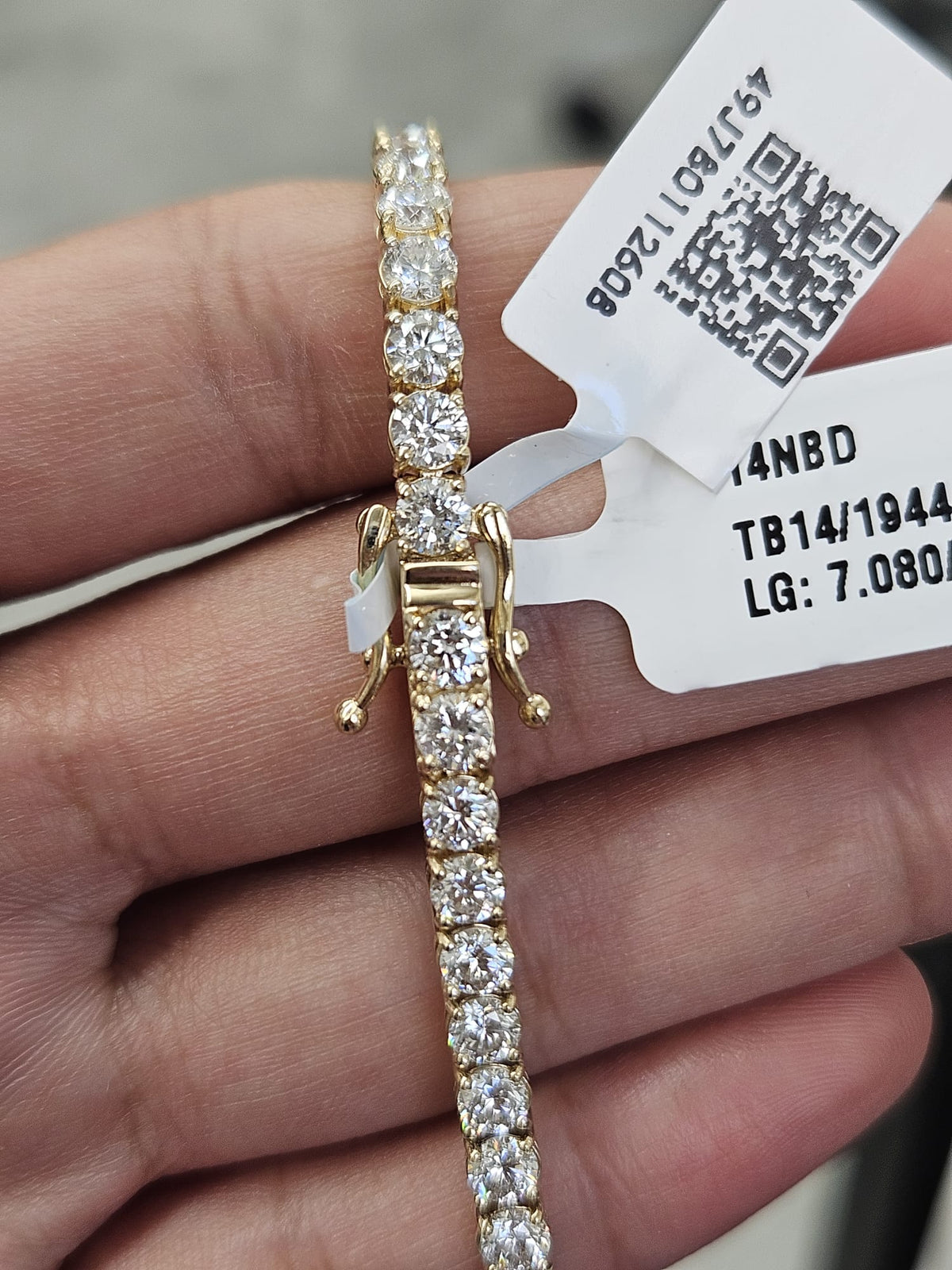 IGI Certified 7.80cttw Yellow Gold Lab Diamond 7" Tennis Bracelet