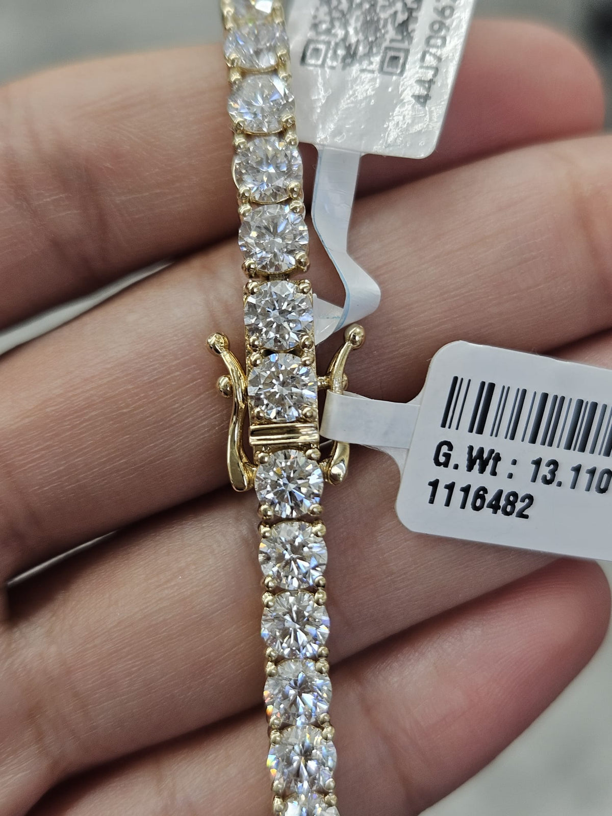 IGI Certified 12.57cttw Yellow Gold Lab Diamond 7" Tennis Bracelet