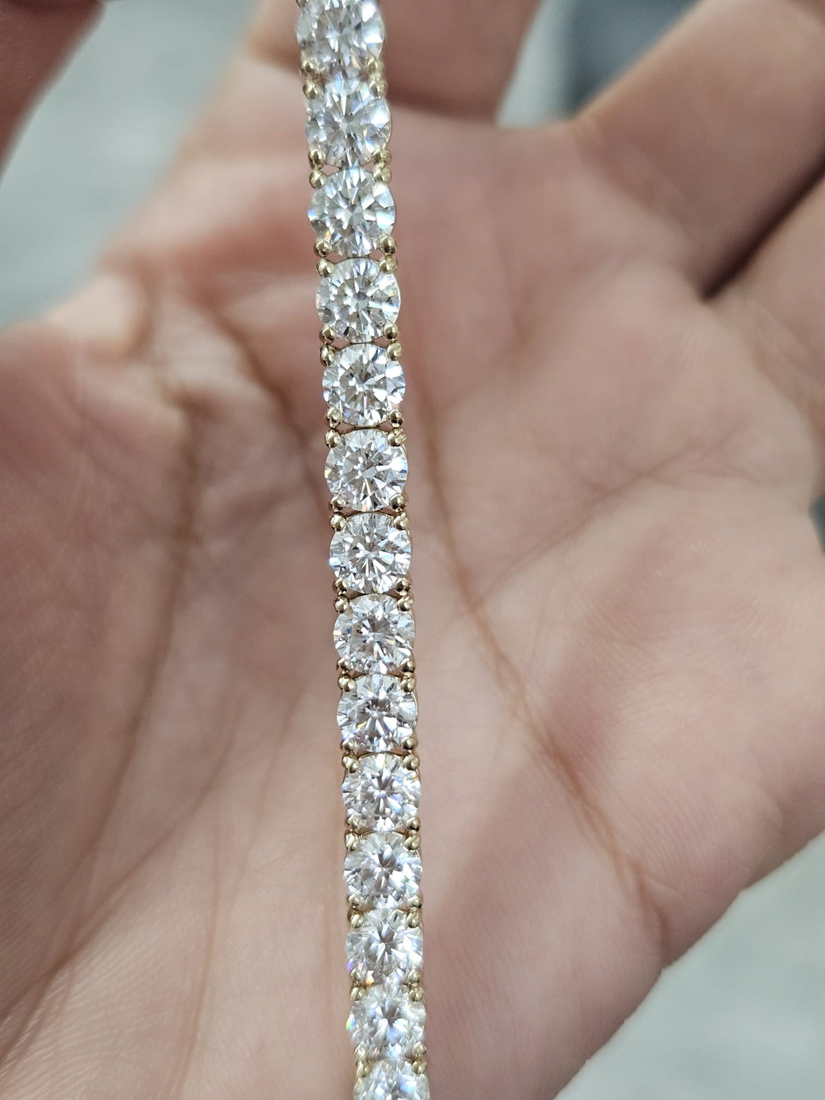 IGI Certified 12.57cttw Yellow Gold Lab Diamond 7" Tennis Bracelet