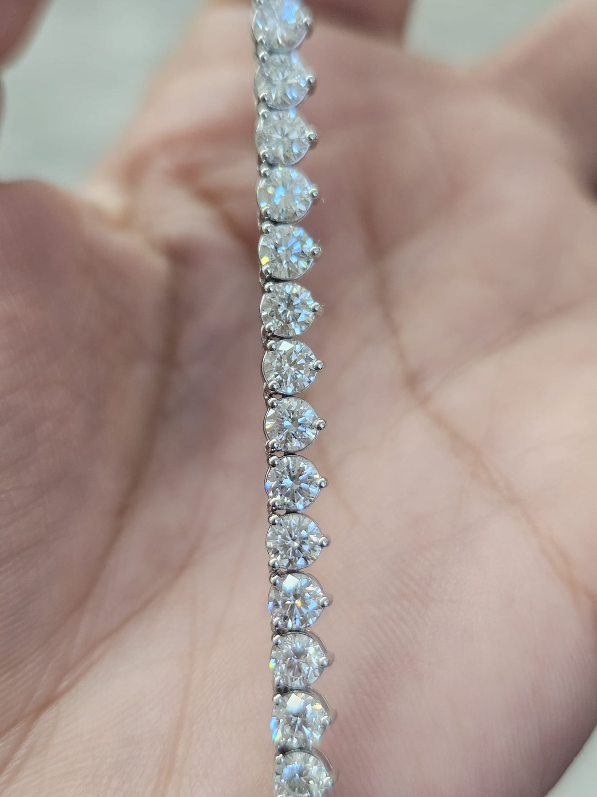 IGI Certified 21.64ct White Gold 3 Prongs Lab Diamond 17" Tennis Necklace