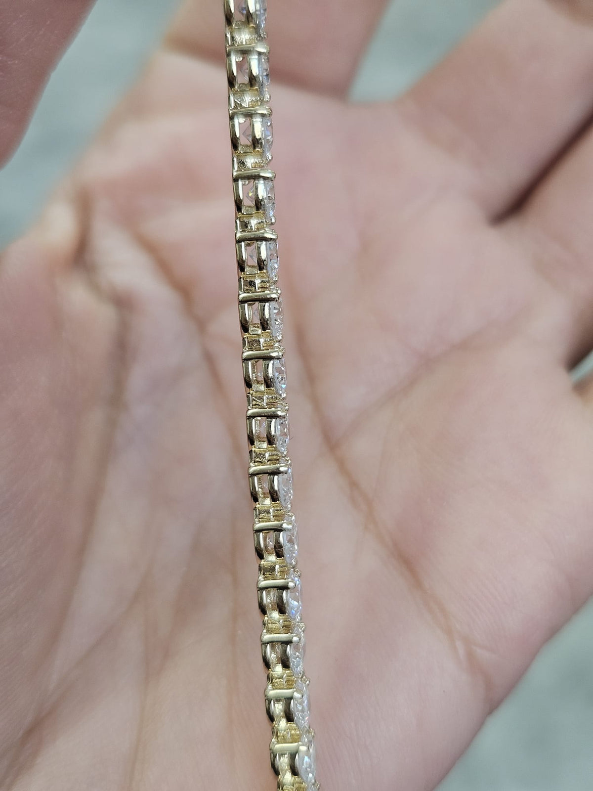 IGI Certified 6.38cttw Yellow Gold 3 Prong Lab Diamond 7" Tennis Bracelet