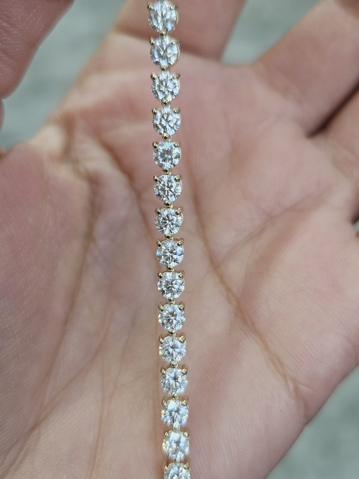 IGI Certified 6.38cttw Yellow Gold 3 Prong Lab Diamond 7" Tennis Bracelet