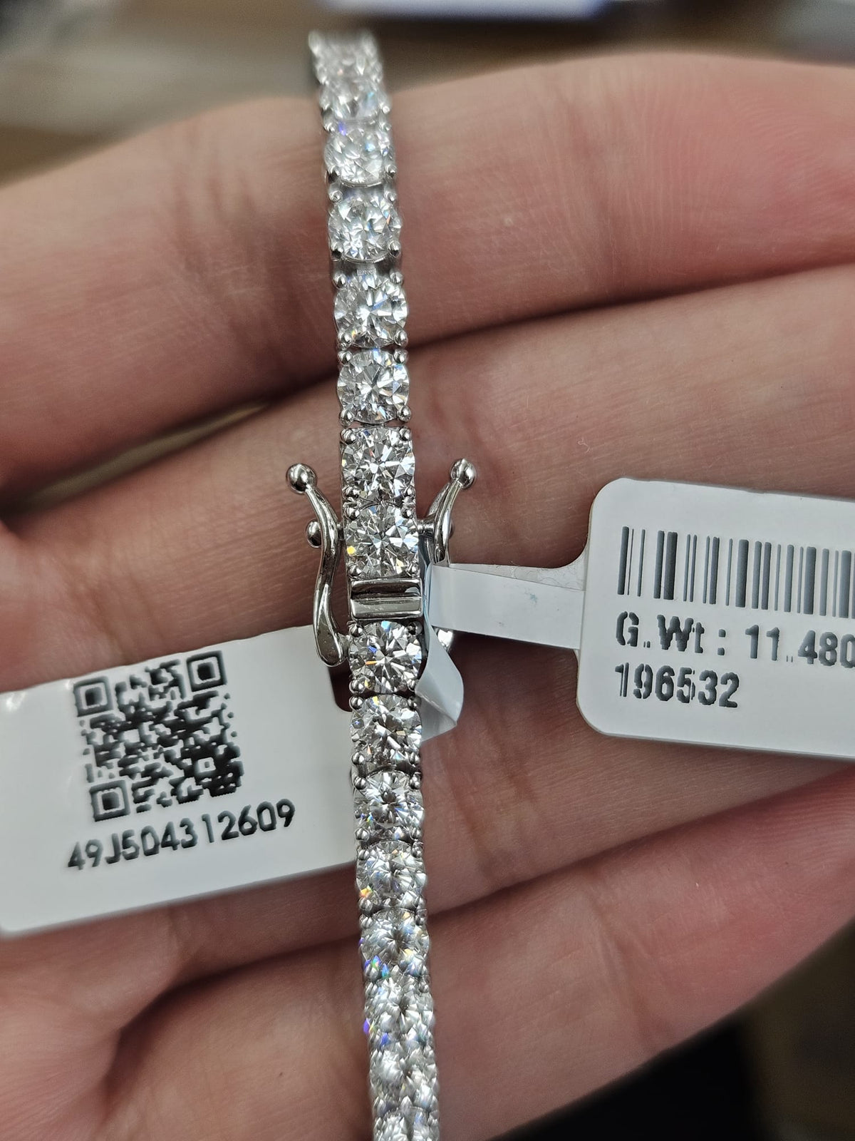 IGI Certified 8.64cttw White Gold Lab Diamond 7" Tennis Bracelet