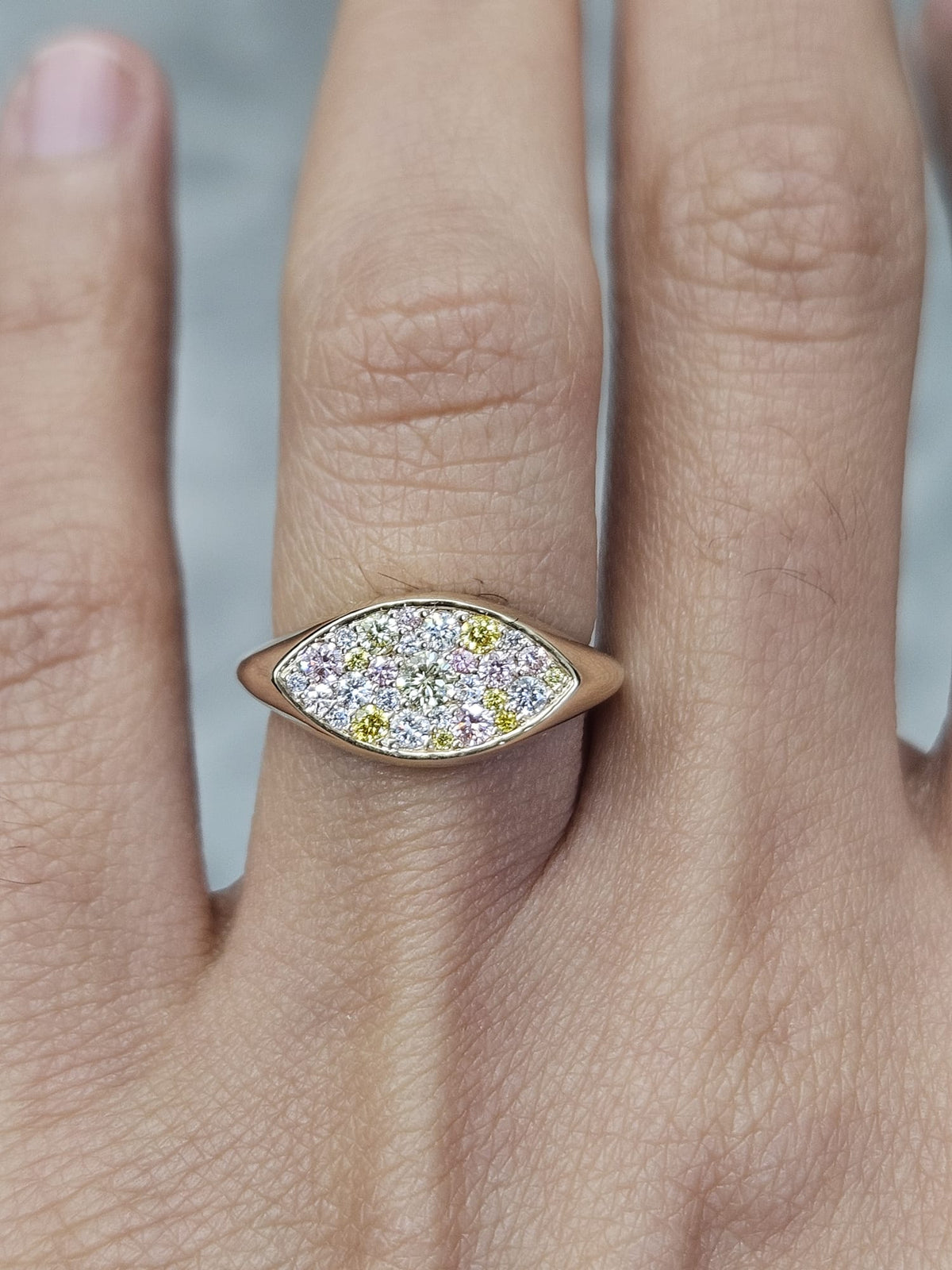 14K Gold Multi Colored Lab Diamond Ring