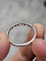 14K White Gold Round & Emerald Half Way Eternity Band