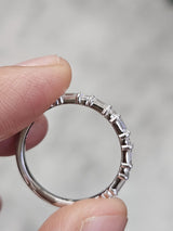 14K White Gold Round & Emerald Half Way Eternity Band