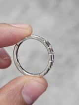 Custom Made 14K White Gold Bezel Set E/W Half way Emerald Lab Diamond Eternity Band