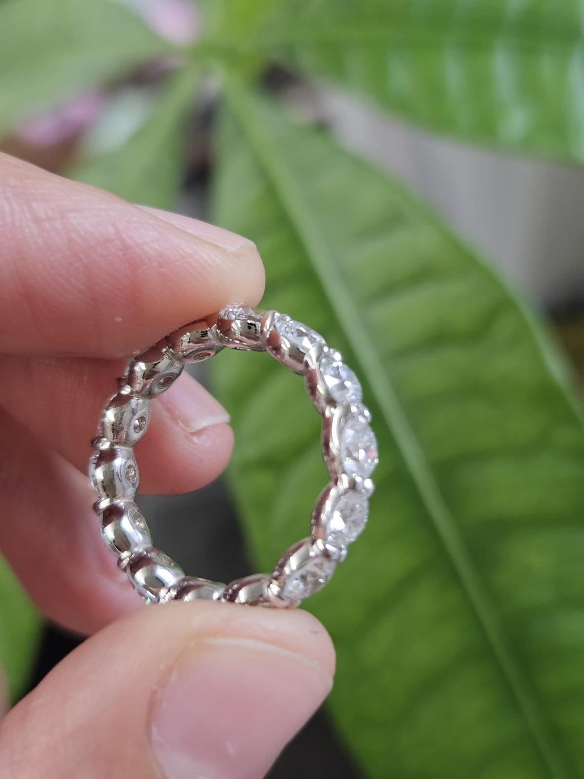 Custom Made 14K White Gold Round lab Diamond Eternity Band