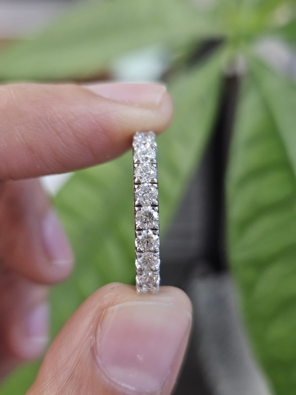 Custom Made 14K White Gold Round lab Diamond Half Way Eternity Band