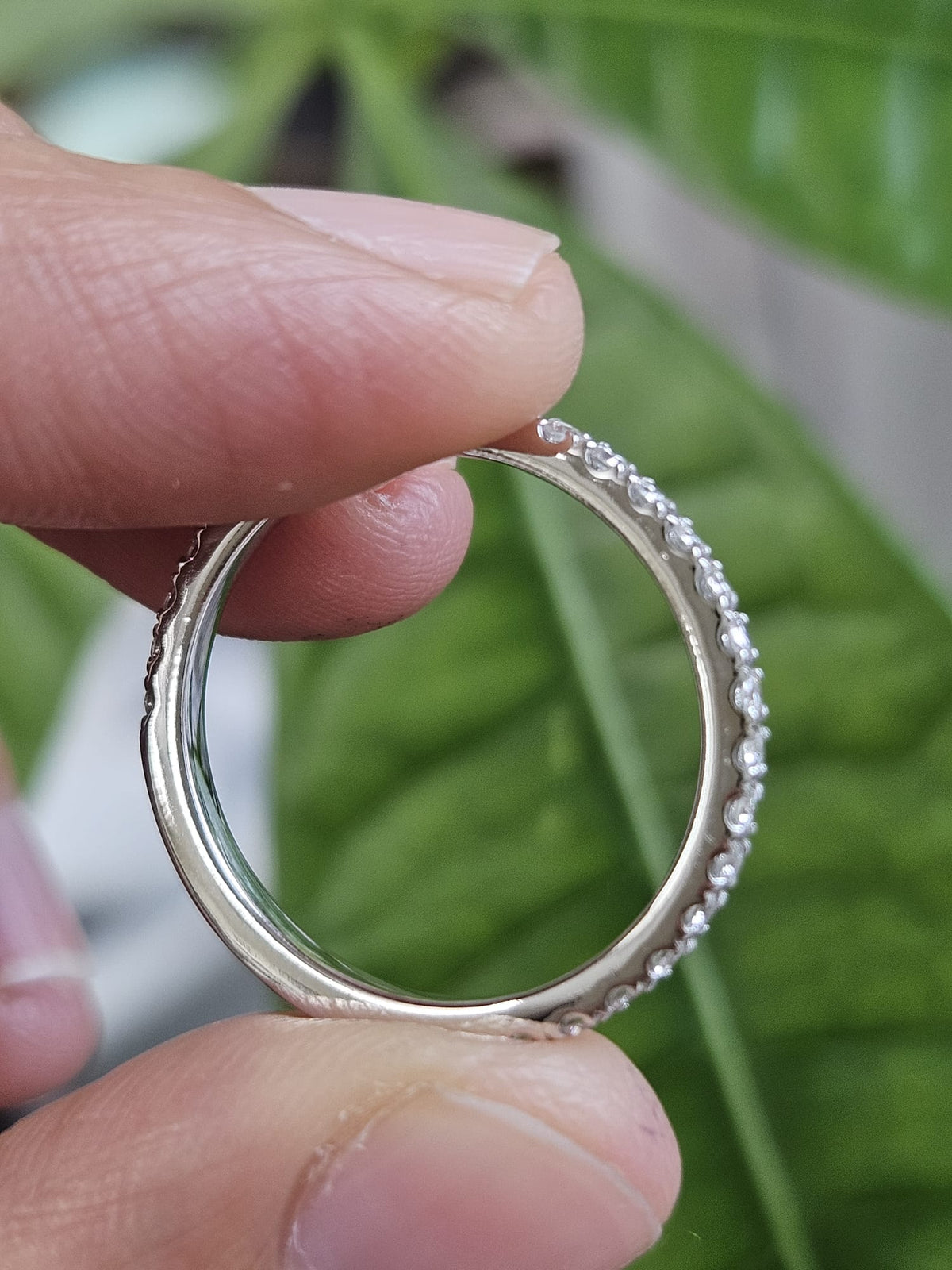 Custom Made 14K White Gold Three-quarter Round lab Diamond Eternity Band