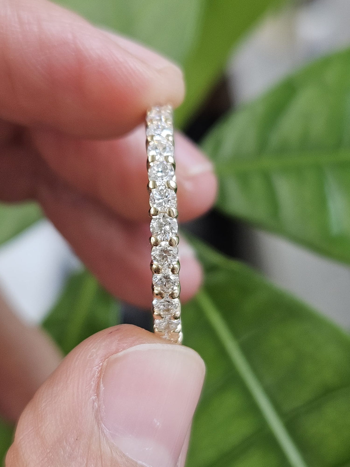 Custom Made 14K Yellow Gold Three-quarter Round lab Diamond Eternity Band