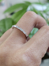Custom Made 14K White Gold Baguette Half way lab Diamond Eternity Band