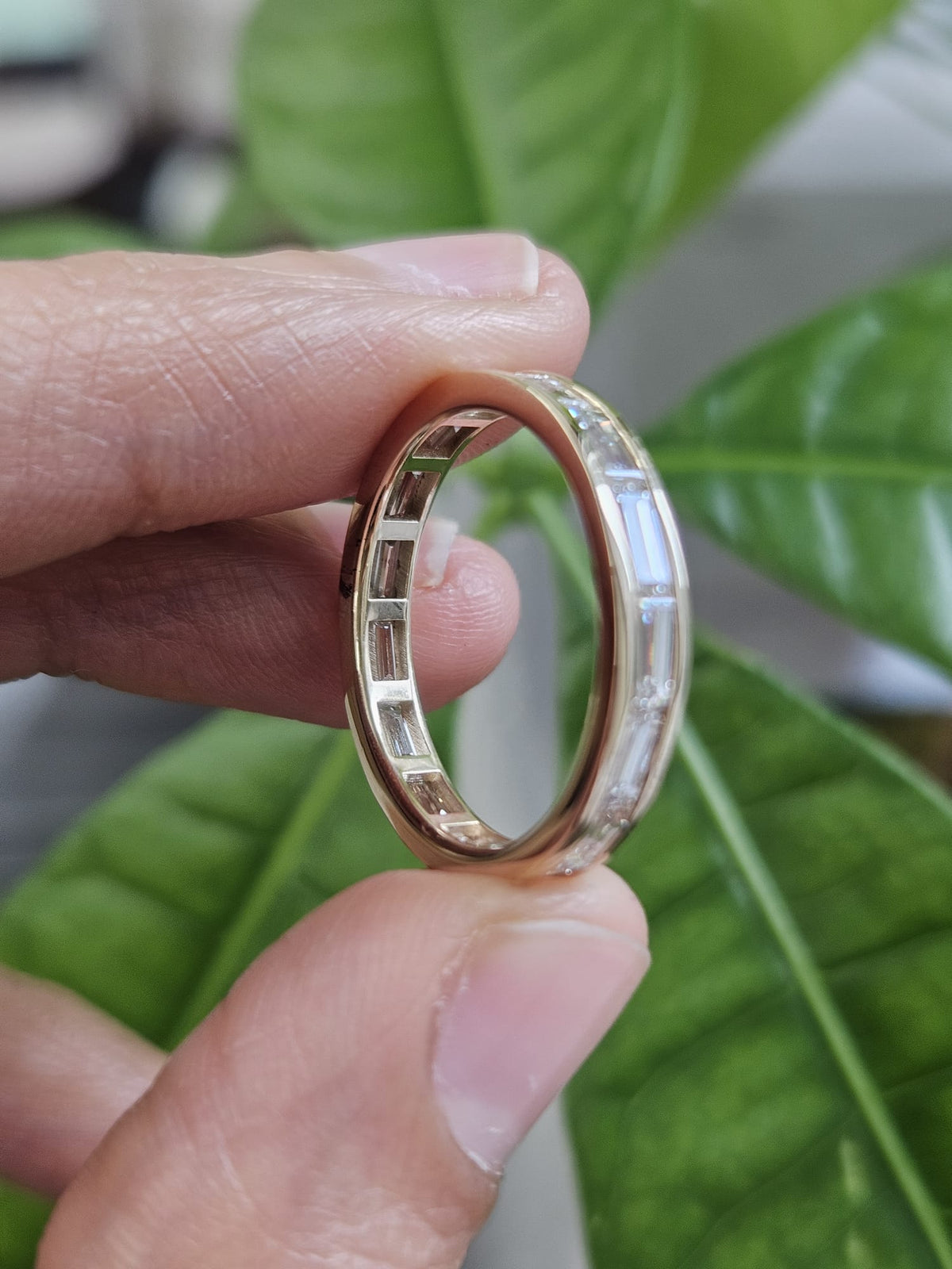 Custom Made 14K Yellow Gold Baguette lab Diamond Eternity Band