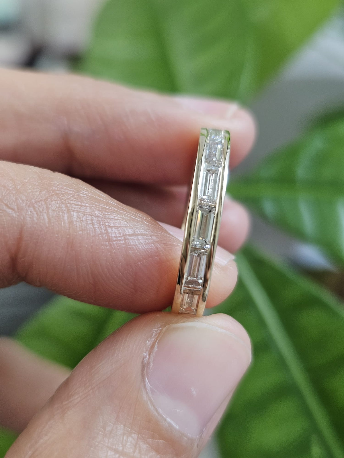 Custom Made 14K Yellow Gold Baguette lab Diamond Eternity Band