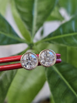 Custom Made Bezel Set Round Lab Diamond Earring